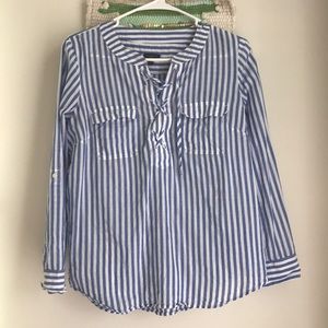 Royal Blue and White striped cotton shirt - PM